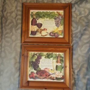 Decorative wine themed framed wall art. Set of 2.